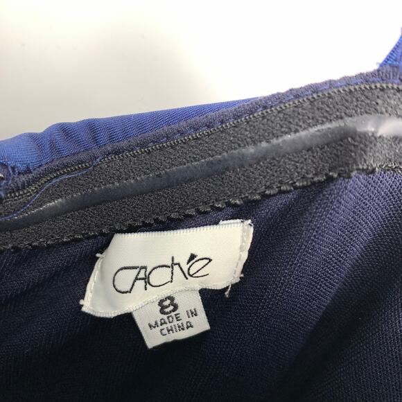 Cache One Shoulder Maxi Dress Womens Size 8 Blue Ombre Beaded Embellishments - Picture 7 of 9